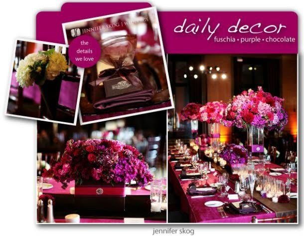 decor sublime pour mariage noir et rose fuschia